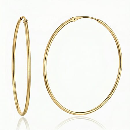 9K Yellow Gold 25MM Plain Sleeper Big Hoop Earrings 0.53 grams
