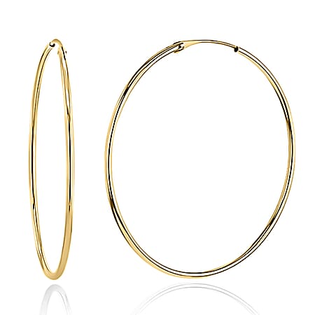9K Yellow Gold 25MM Plain Sleeper Big Hoop Earrings 0.53 grams