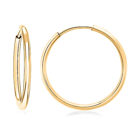 9K Yellow Gold 1.8MM Tube 22MM Supreme Finish Hoop Earrings 1 grams