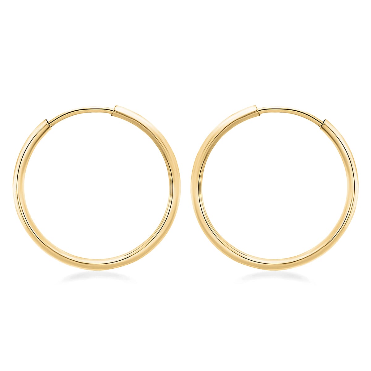 9K Yellow Gold 1.8MM Tube 22MM Supreme Finish Hoop Earrings 1 grams