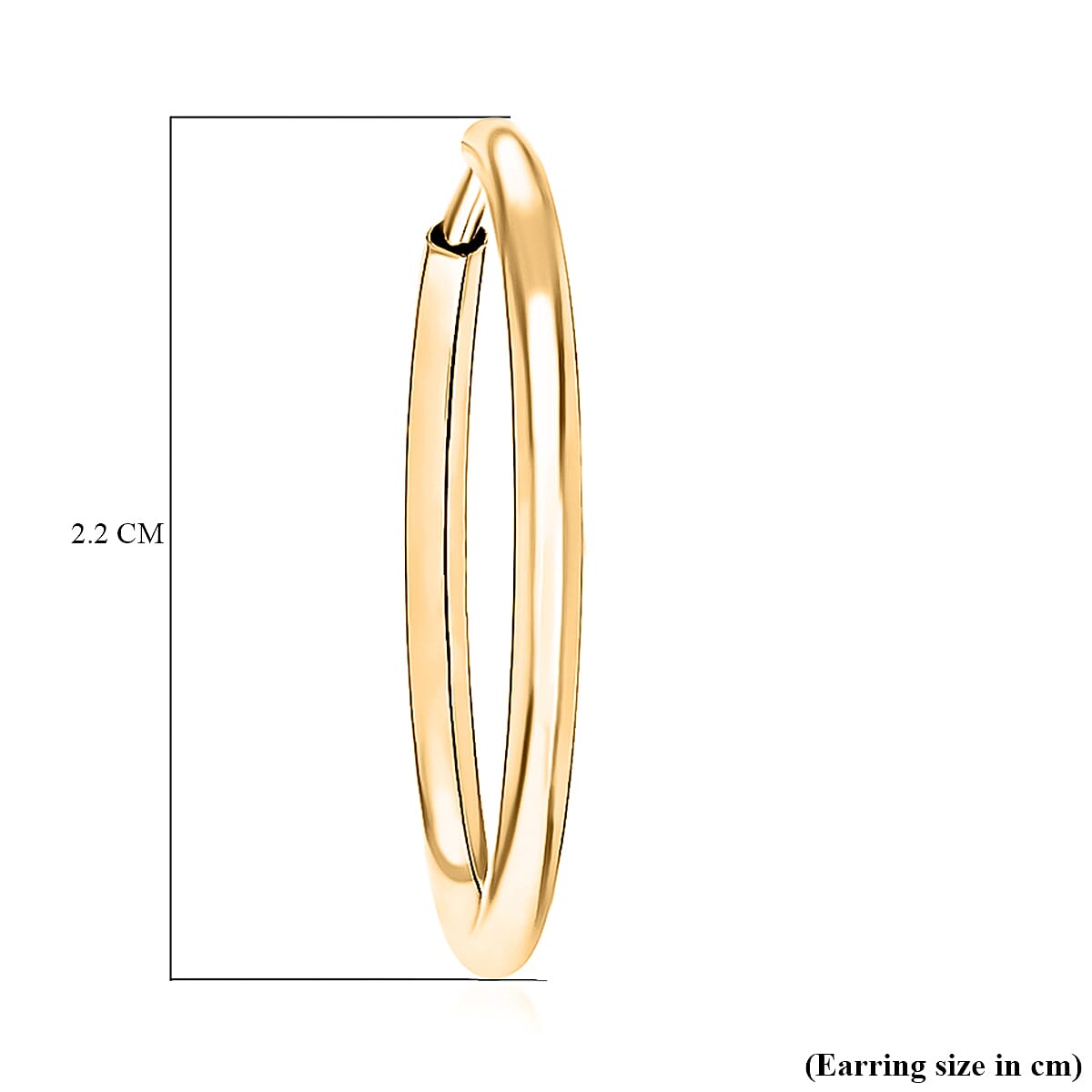 9K Yellow Gold 1.8MM Tube 22MM Supreme Finish Hoop Earrings 1 grams