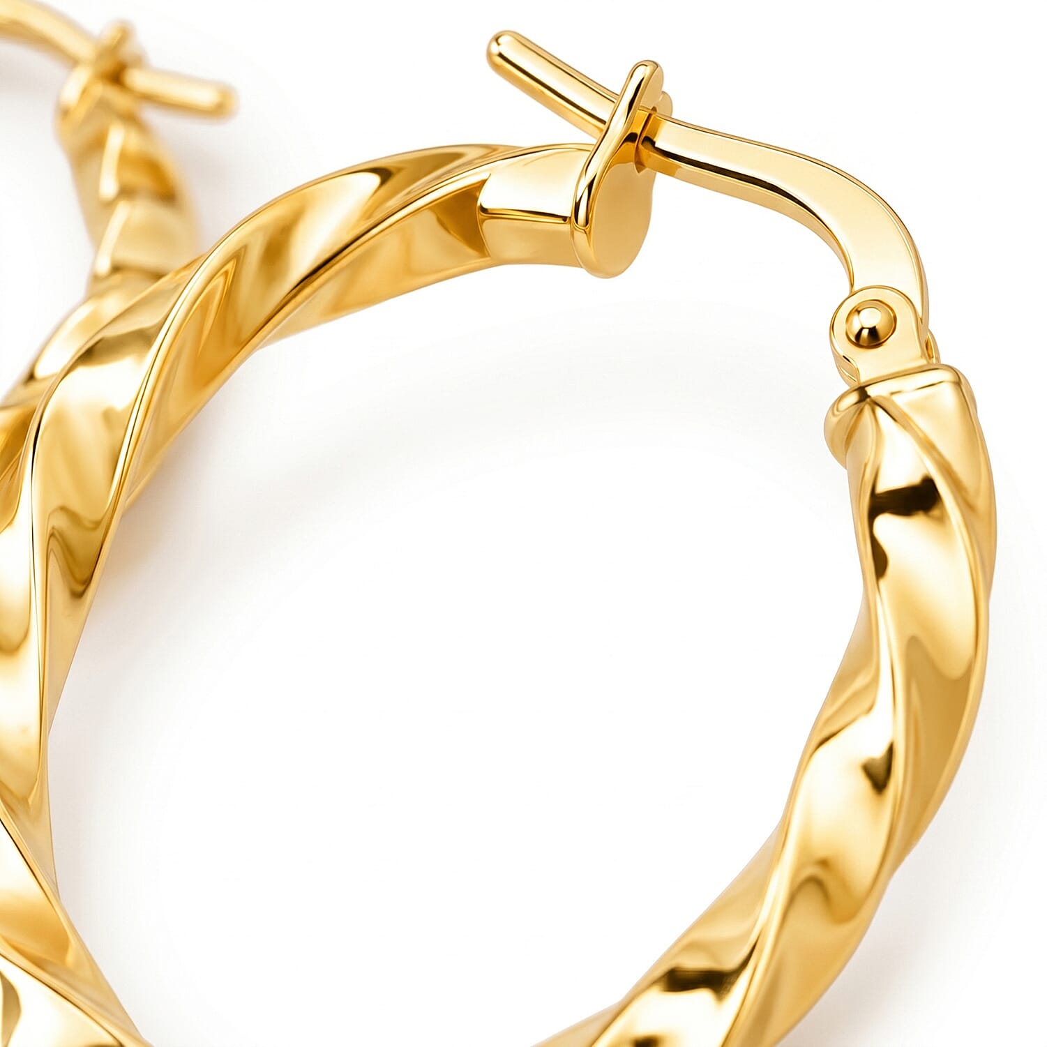 9K Yellow Gold Twist Creole Earrings with Clasp