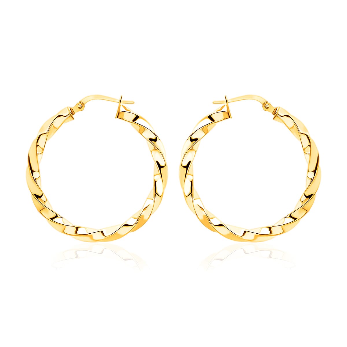 9K Yellow Gold Twist Creole Earrings with Clasp