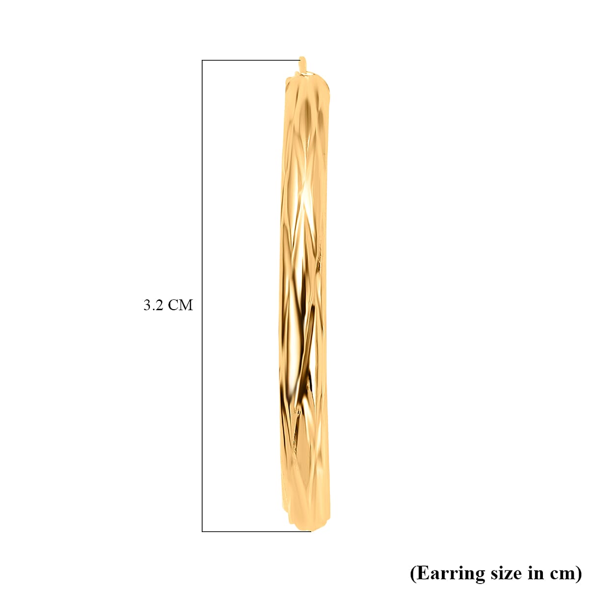 9K Yellow Gold Patterned Oval Hoop Creole Earrings with Clasp