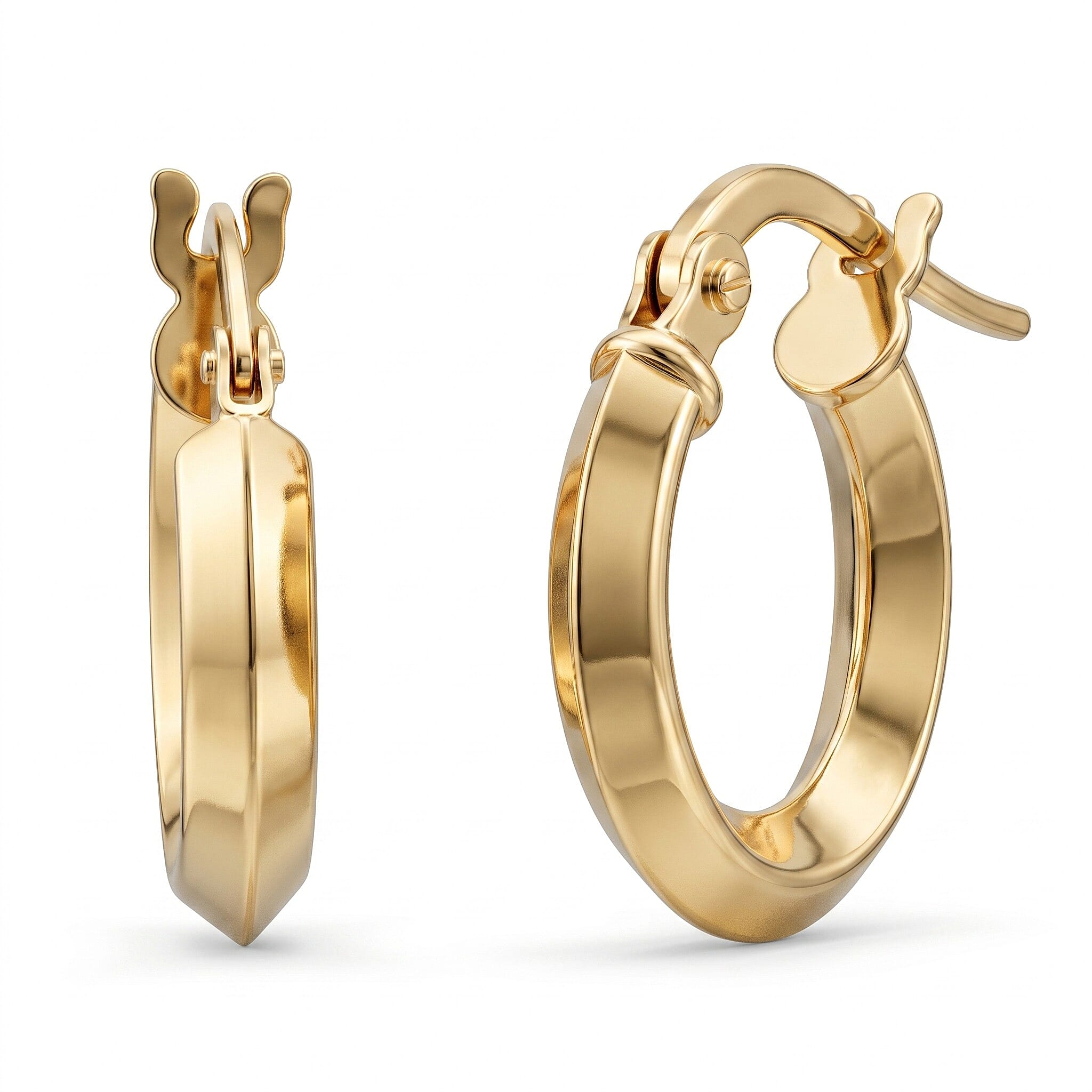 9K Yellow Gold 13MM Supreme Finish Hoop Creole Earrings 0.8 grams