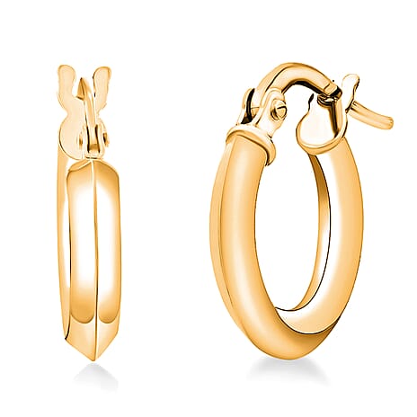 9K Yellow Gold 13MM Supreme Finish Hoop Creole Earrings 0.8 grams