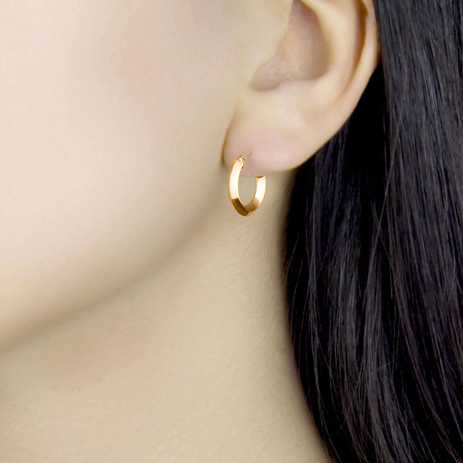 9K Yellow Gold 13MM Supreme Finish Hoop Creole Earrings 0.8 grams