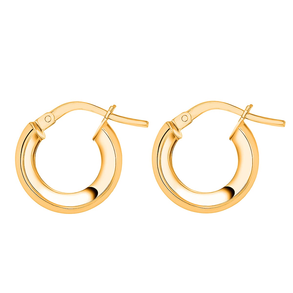 9K Yellow Gold 13MM Supreme Finish Hoop Creole Earrings 0.8 grams