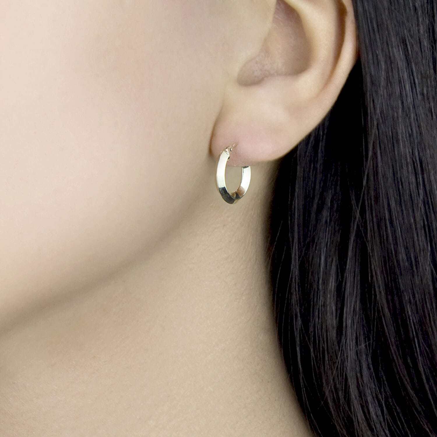 9K Yellow Gold 13MM Supreme Finish Hoop Creole Earrings 0.8 grams