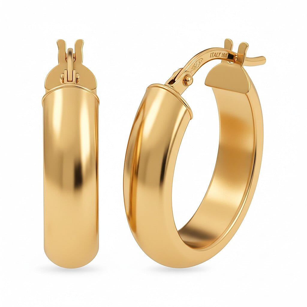 9K Yellow Gold 20MM X 22MM Supreme Finish Oval Creole Earrings 1.7 Gms