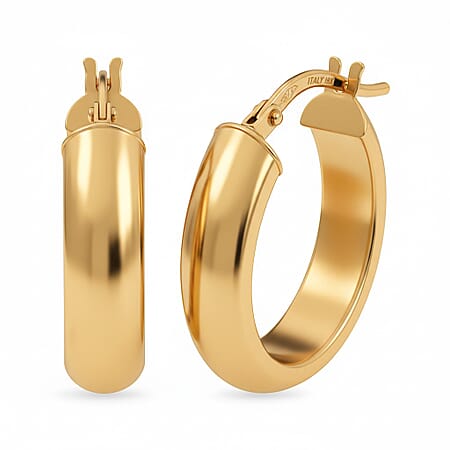 9K Yellow Gold 20MM X 22MM Supreme Finish Oval Creole Earrings 1.7 grams