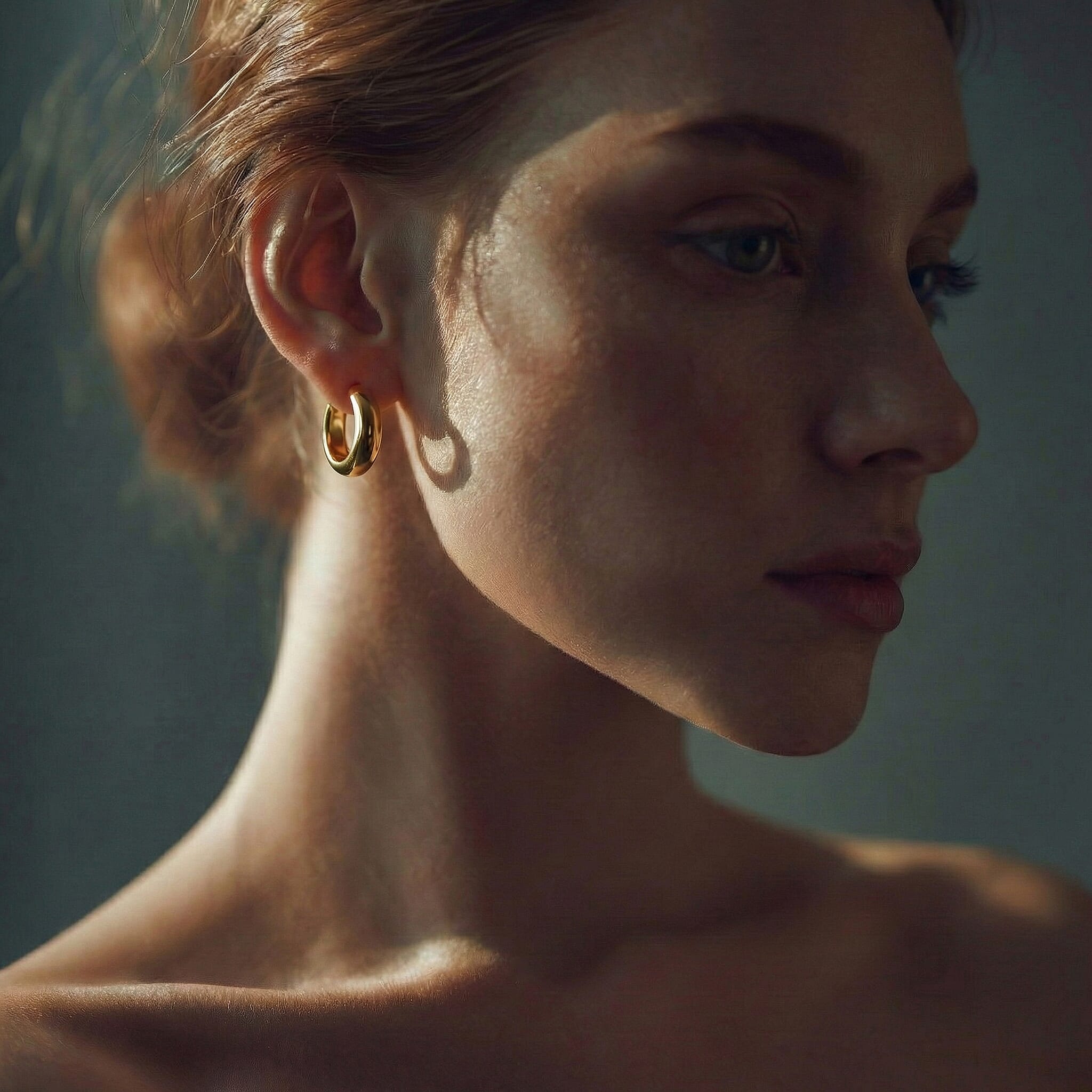 9K Yellow Gold 20MM X 22MM Supreme Finish Oval Creole Earrings 1.7 Gms