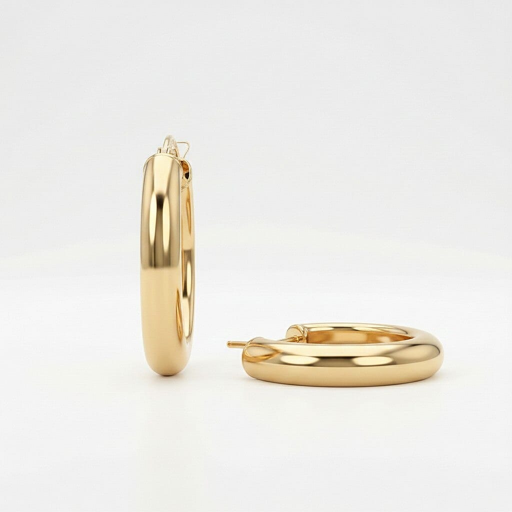 9K Yellow Gold 20MM X 22MM Supreme Finish Oval Creole Earrings 1.7 Gms