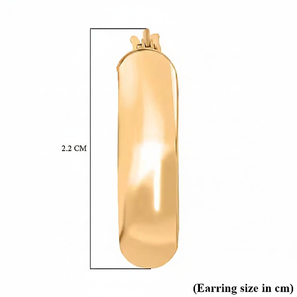 9K Yellow Gold 20MM X 22MM Supreme Finish Oval Creole Earrings 1.7 Gms