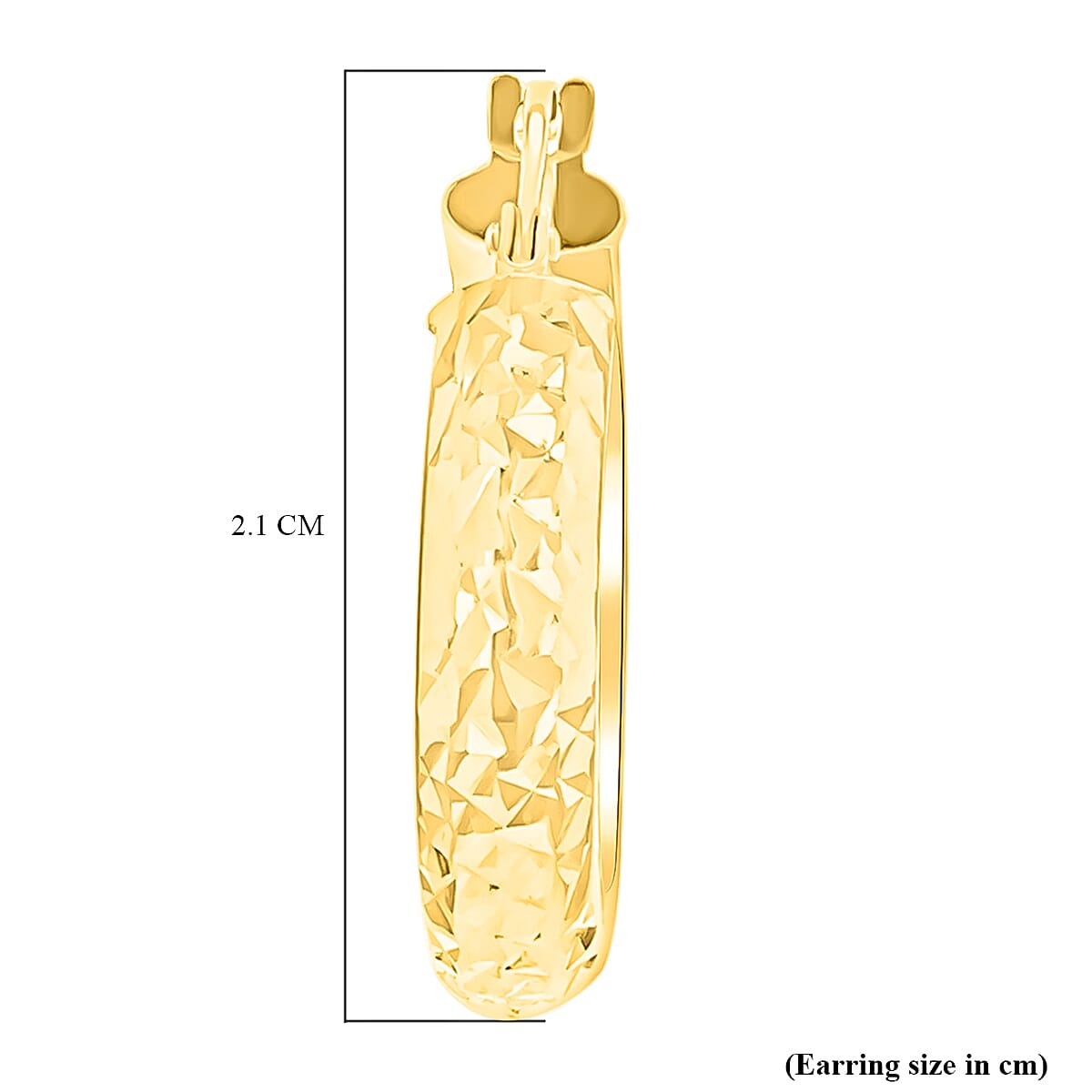 9K Yellow Gold 3.5MM Tube 21MM Diamond Cut Round Creole Hoop Earrings 1.5 grams