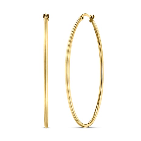 9K Yellow Gold 33MM X 54MM Supreme Finish Oval Big Hoop Creole Earrings 2.1 grams