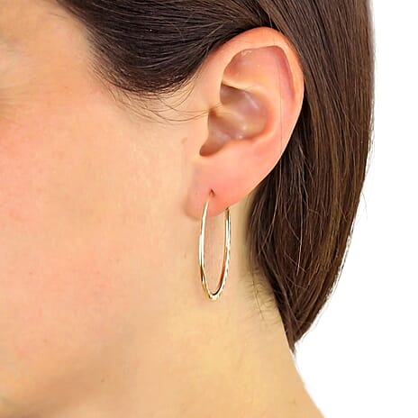 9K Yellow Gold 33MM X 54MM Supreme Finish Oval Big Hoop Creole Earrings 2.1 grams