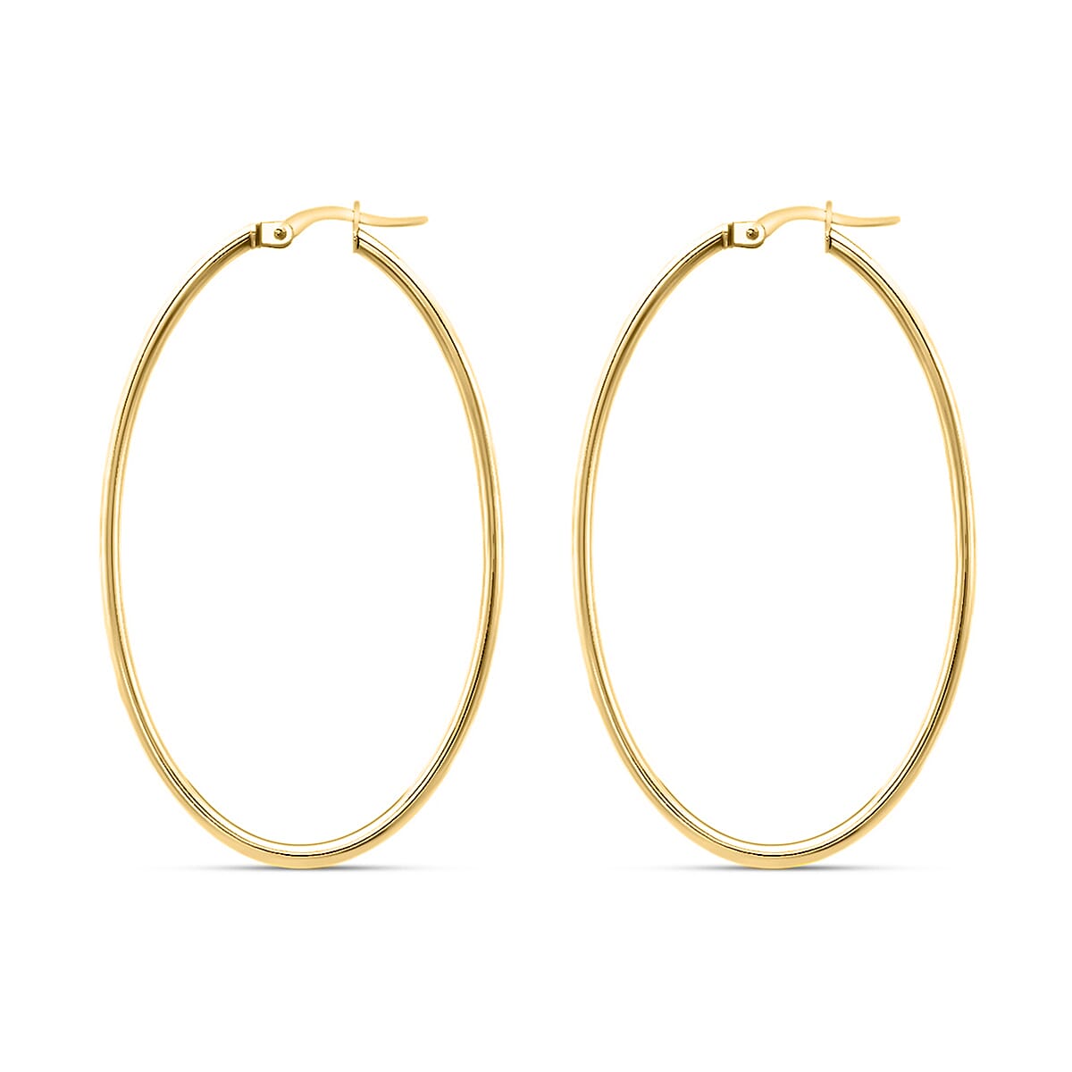 9K Yellow Gold 33MM X 54MM Supreme Finish Oval Big Hoop Creole Earrings 2.1 grams