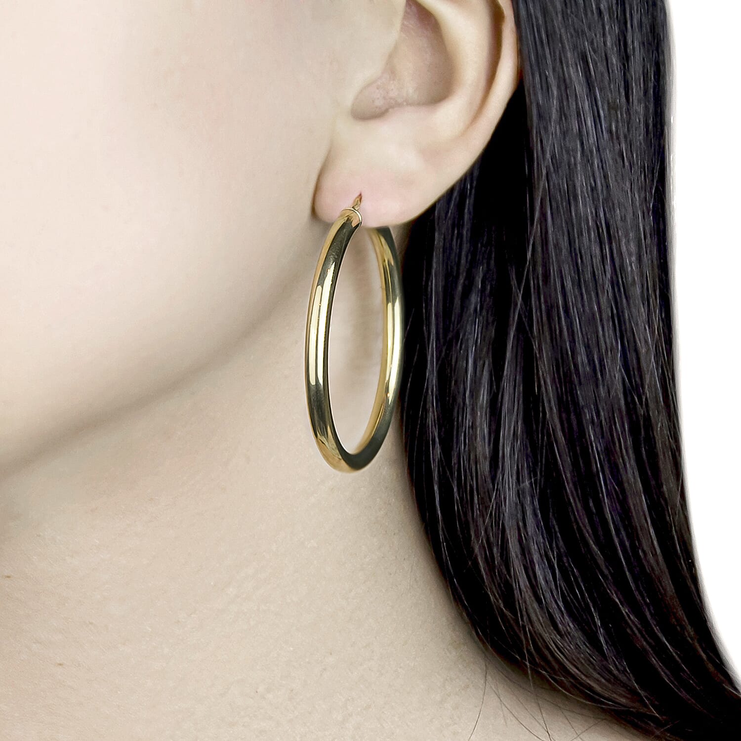 9K Yellow Gold 50MM Supreme Finish Creole Big Hoop Earrings 4 grams