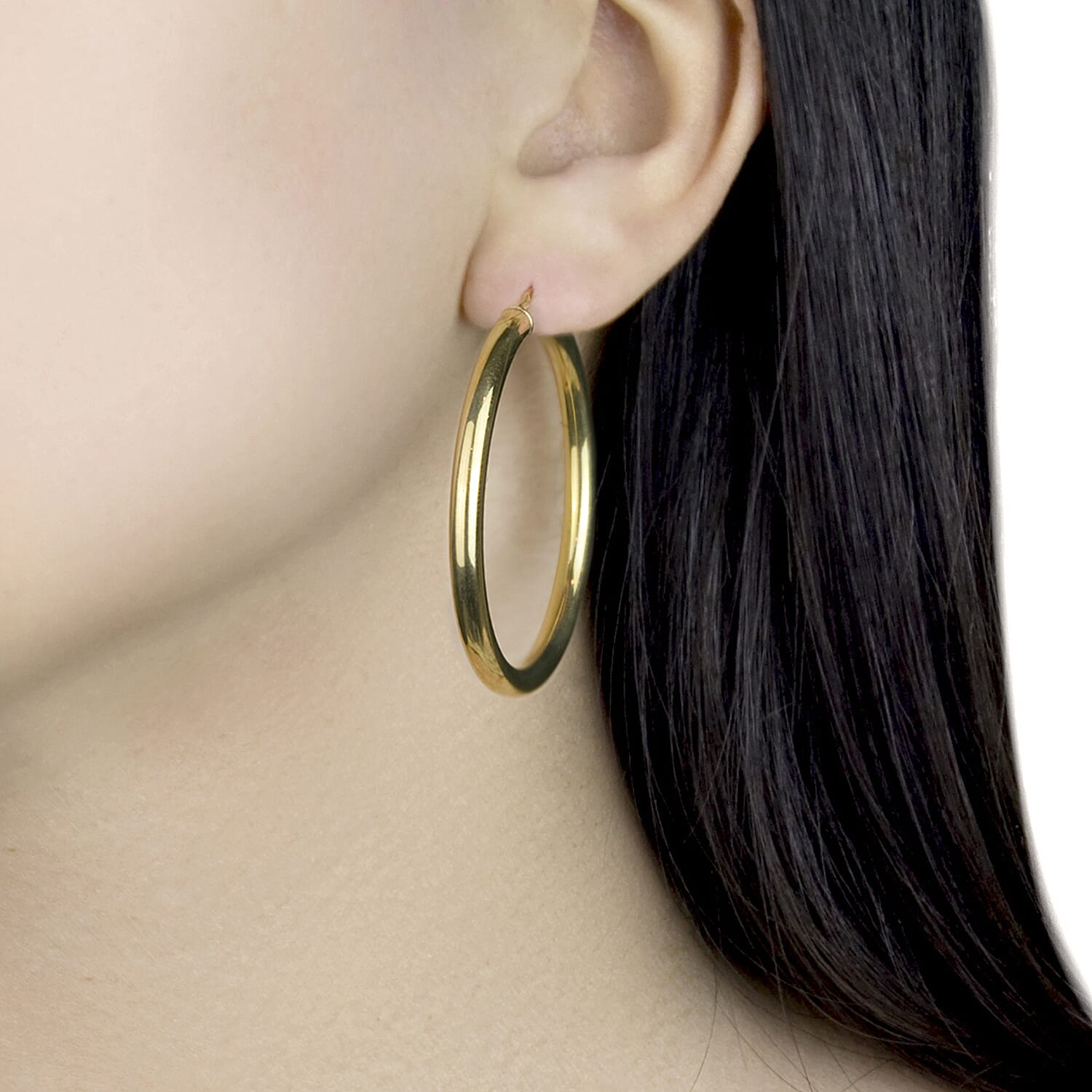 9K Yellow Gold 50MM Supreme Finish Creole Big Hoop Earrings 4 grams