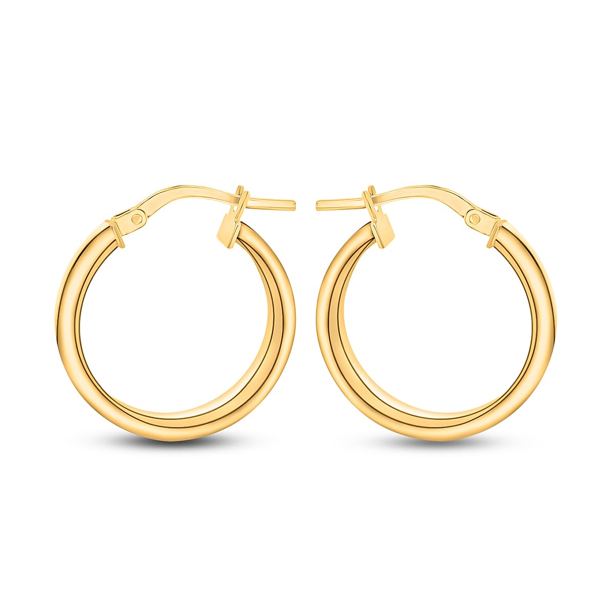 9K Yellow Gold 4MM Tube 21MM Patterned Hoop Creole Earrings 1.4 grams