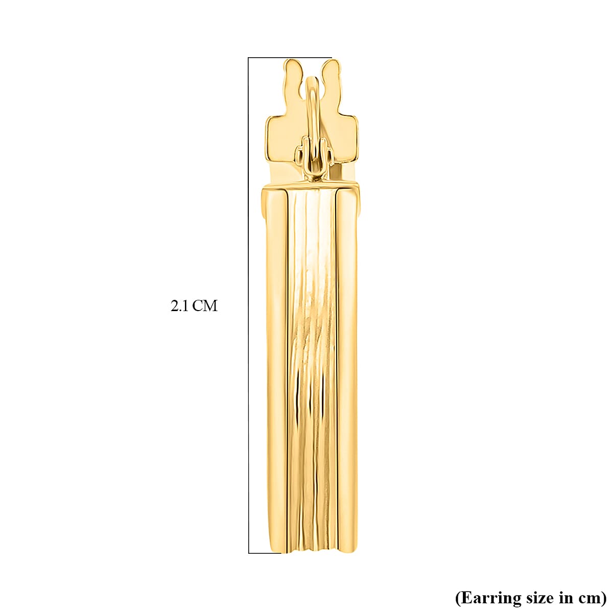 9K Yellow Gold 4MM Tube 21MM Patterned Hoop Creole Earrings 1.4 grams