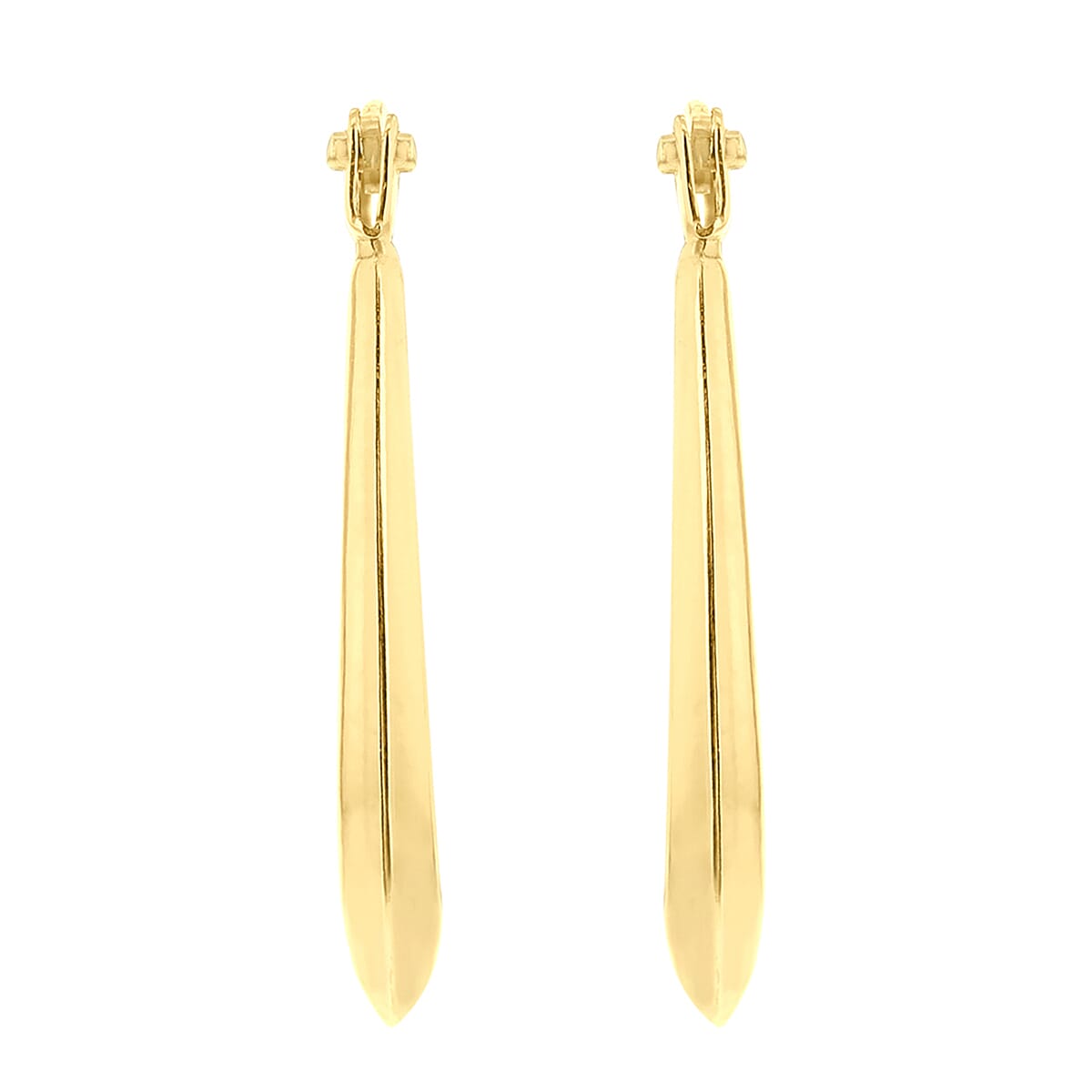 9K Yellow Gold 12MM X 19MM Supreme Finish Oval Creole Earrings 0.52 grams