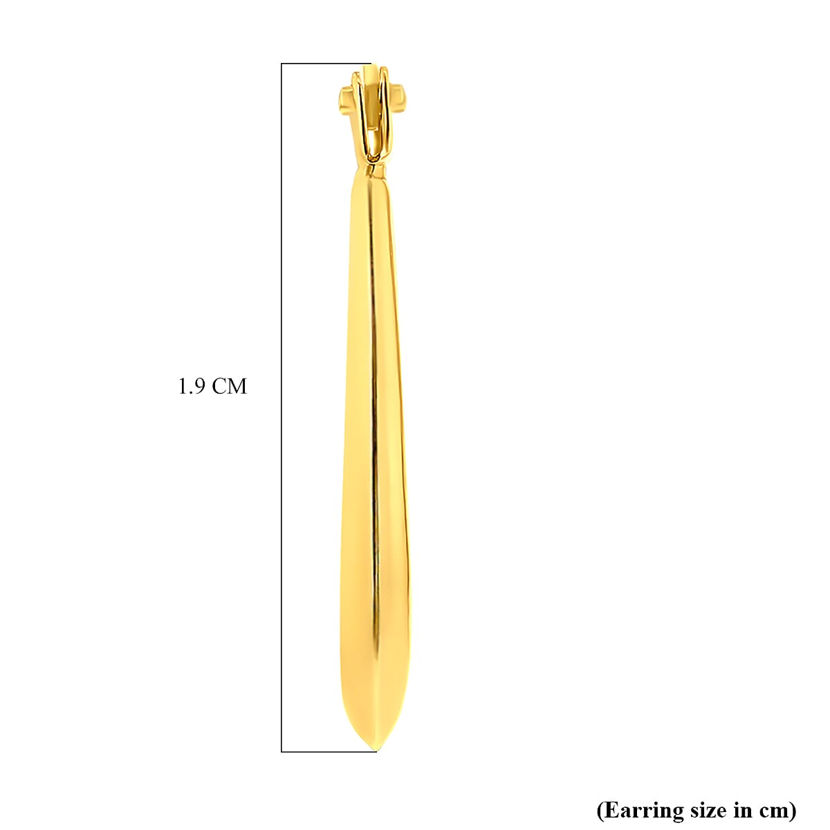 9K Yellow Gold 12MM X 19MM Supreme Finish Oval Creole Earrings 0.52 grams