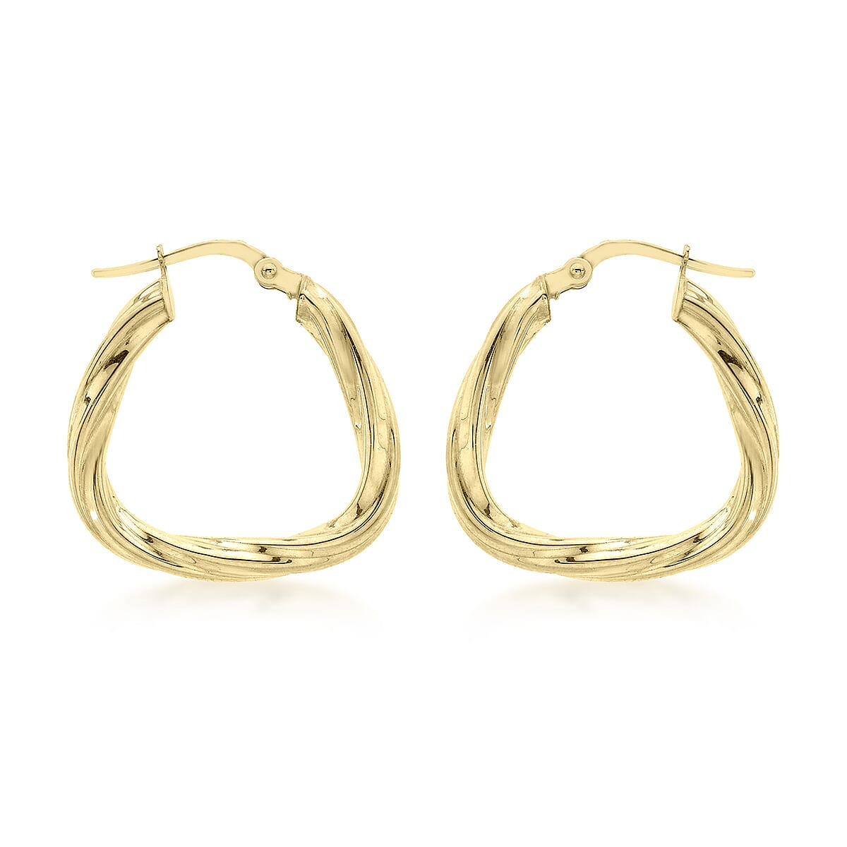 9K Yellow Gold 22mm x 23mm Triangle-Shaped Twist Creole Earrings