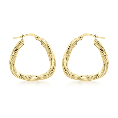 9K Yellow Gold 22mm x 23mm Triangle-Shaped Twist Creole Earrings