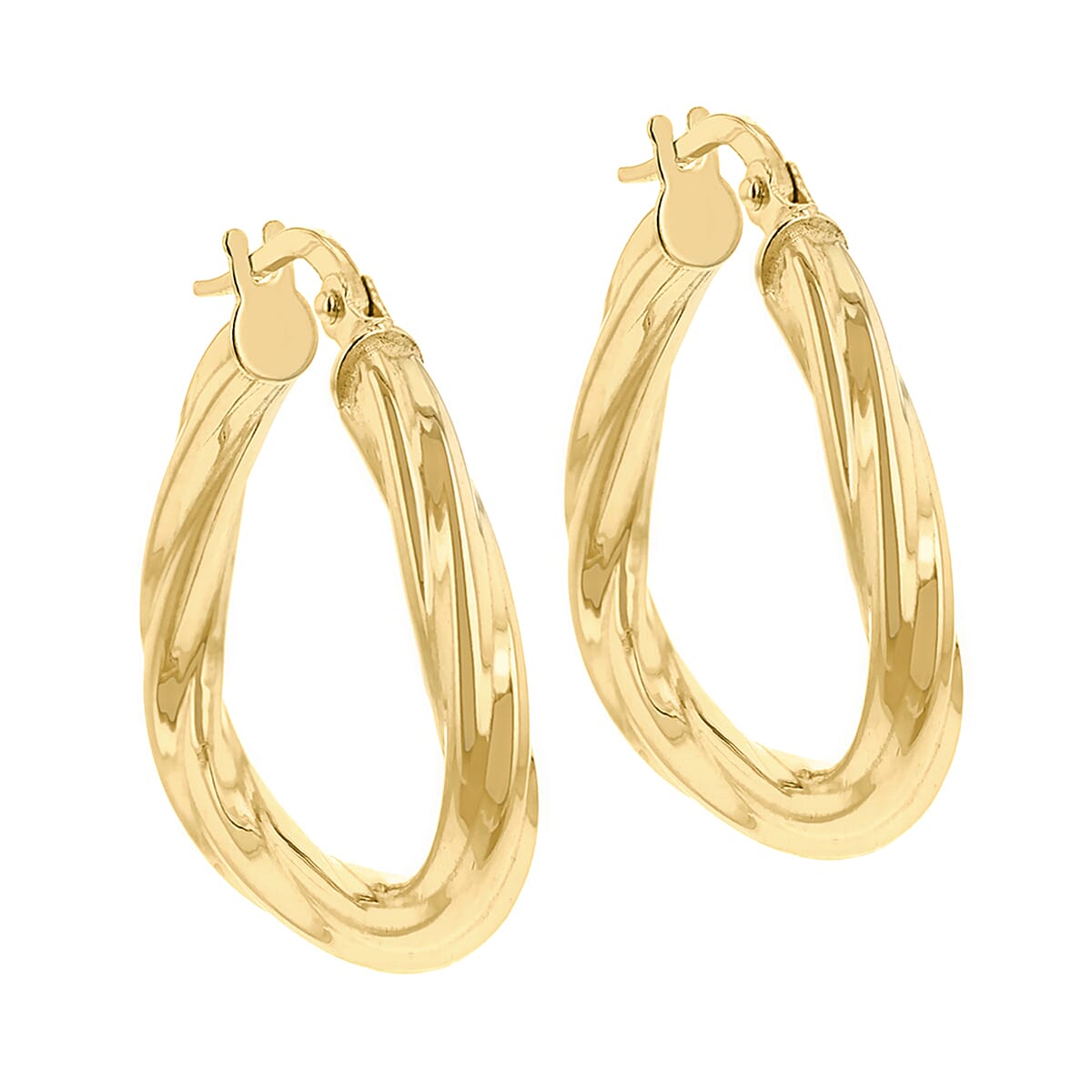 9K Yellow Gold 22mm x 23mm Triangle-Shaped Twist Creole Earrings