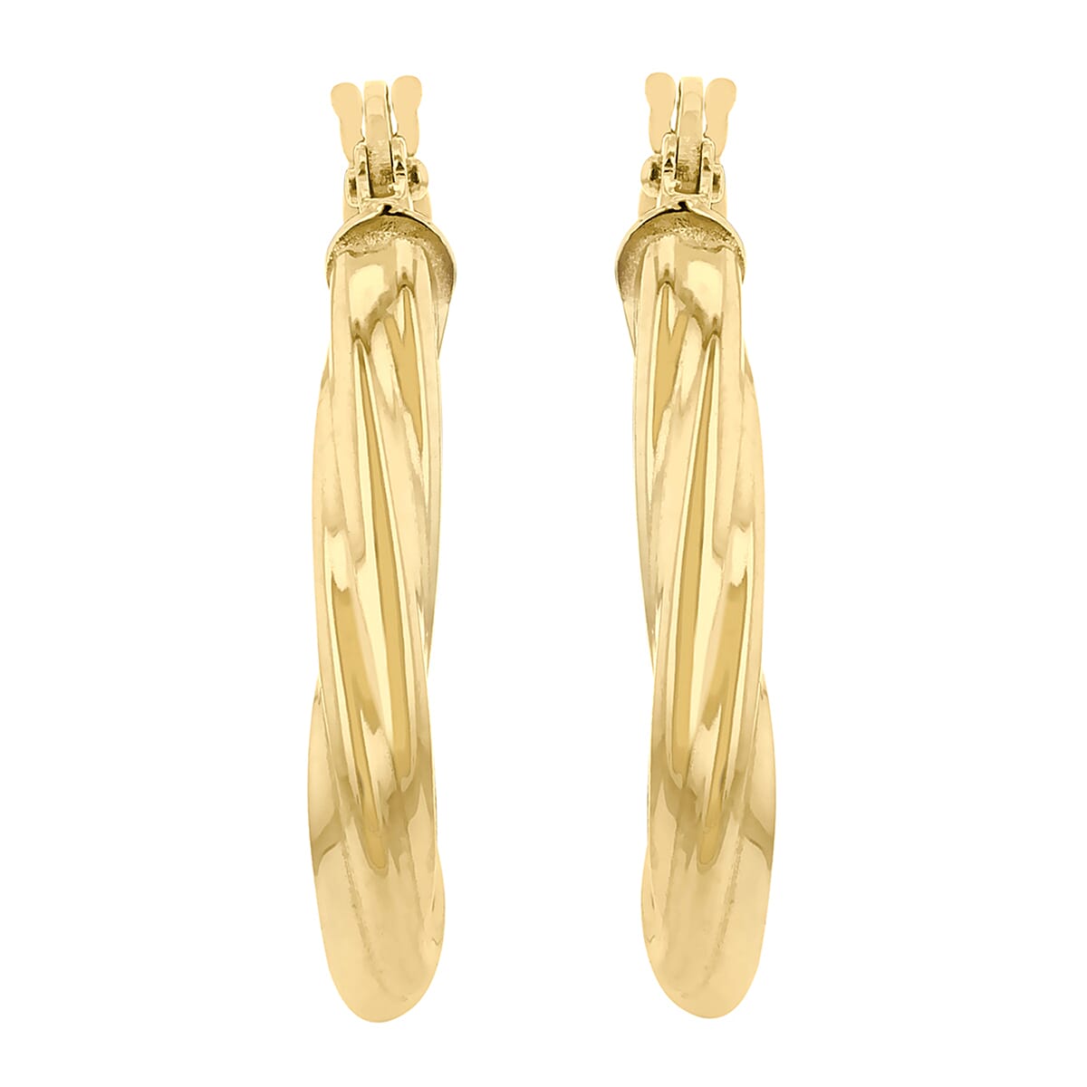 9K Yellow Gold 22mm x 23mm Triangle-Shaped Twist Creole Earrings