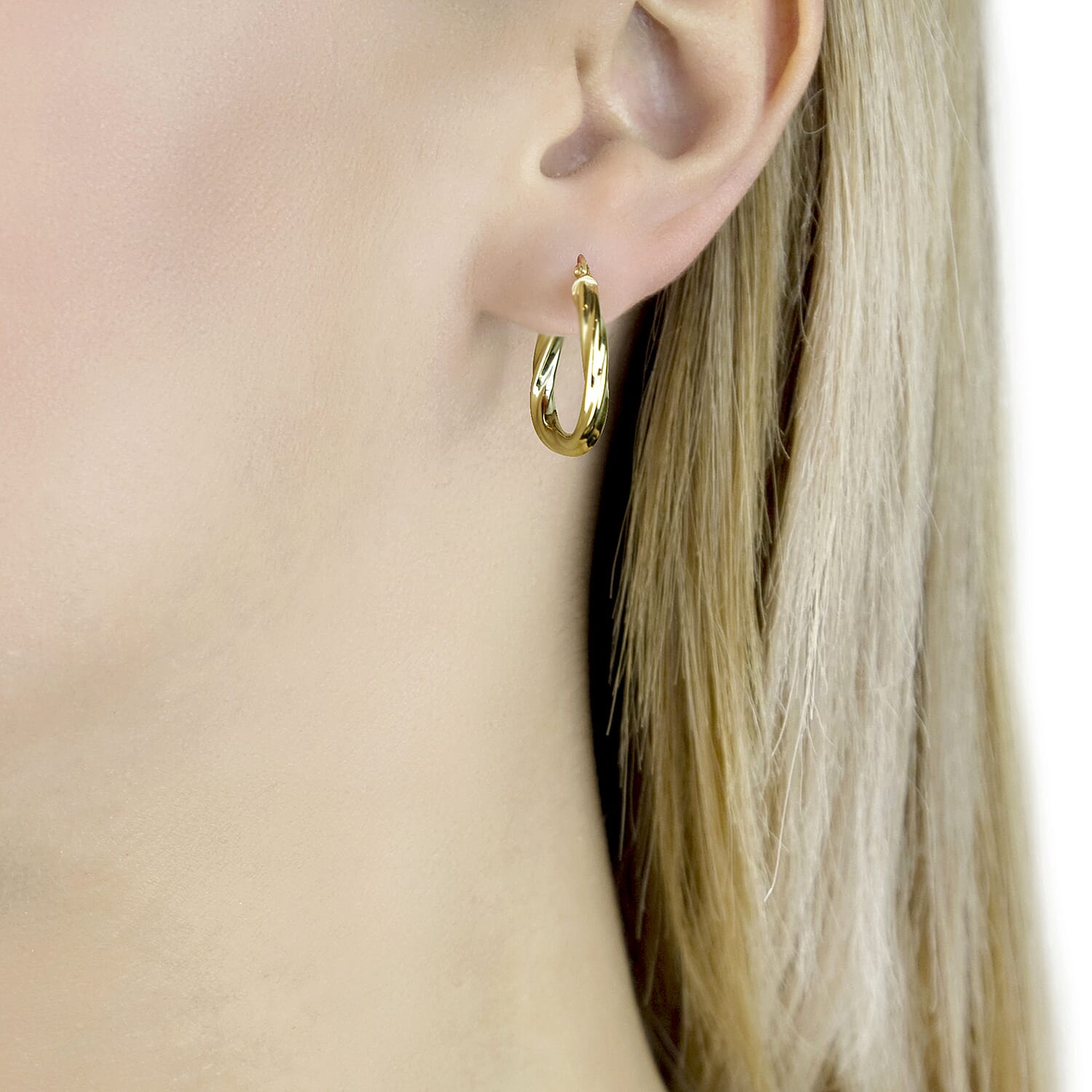 9K Yellow Gold 22mm x 23mm Triangle-Shaped Twist Creole Earrings