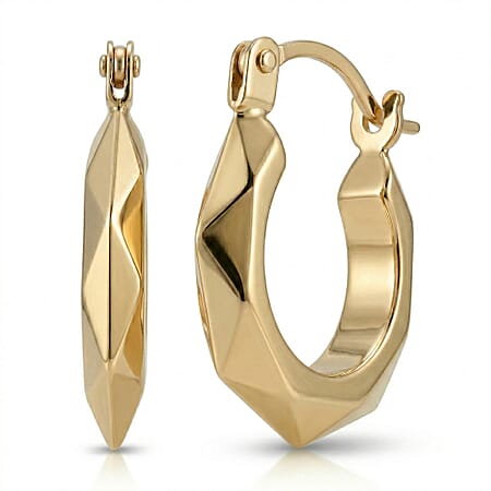 9K Yellow Gold 14MM Patterned Creole Earrings 0.53 grams 9K Yellow Gold 14MM Patterned Creole Earrings 0.53 grams