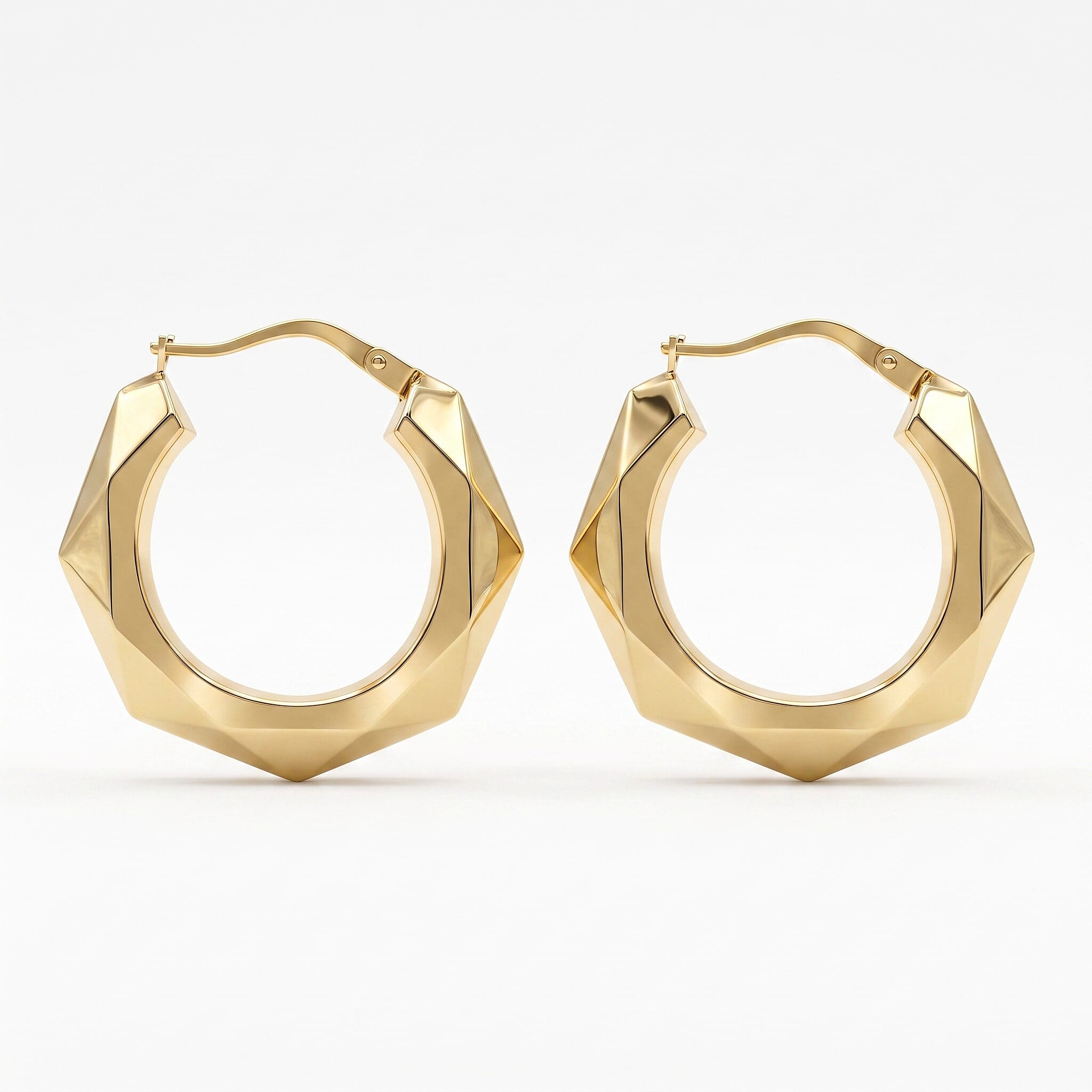 9K Yellow Gold 24MM Patterned Creole Hoop Earrings 1.5 grams