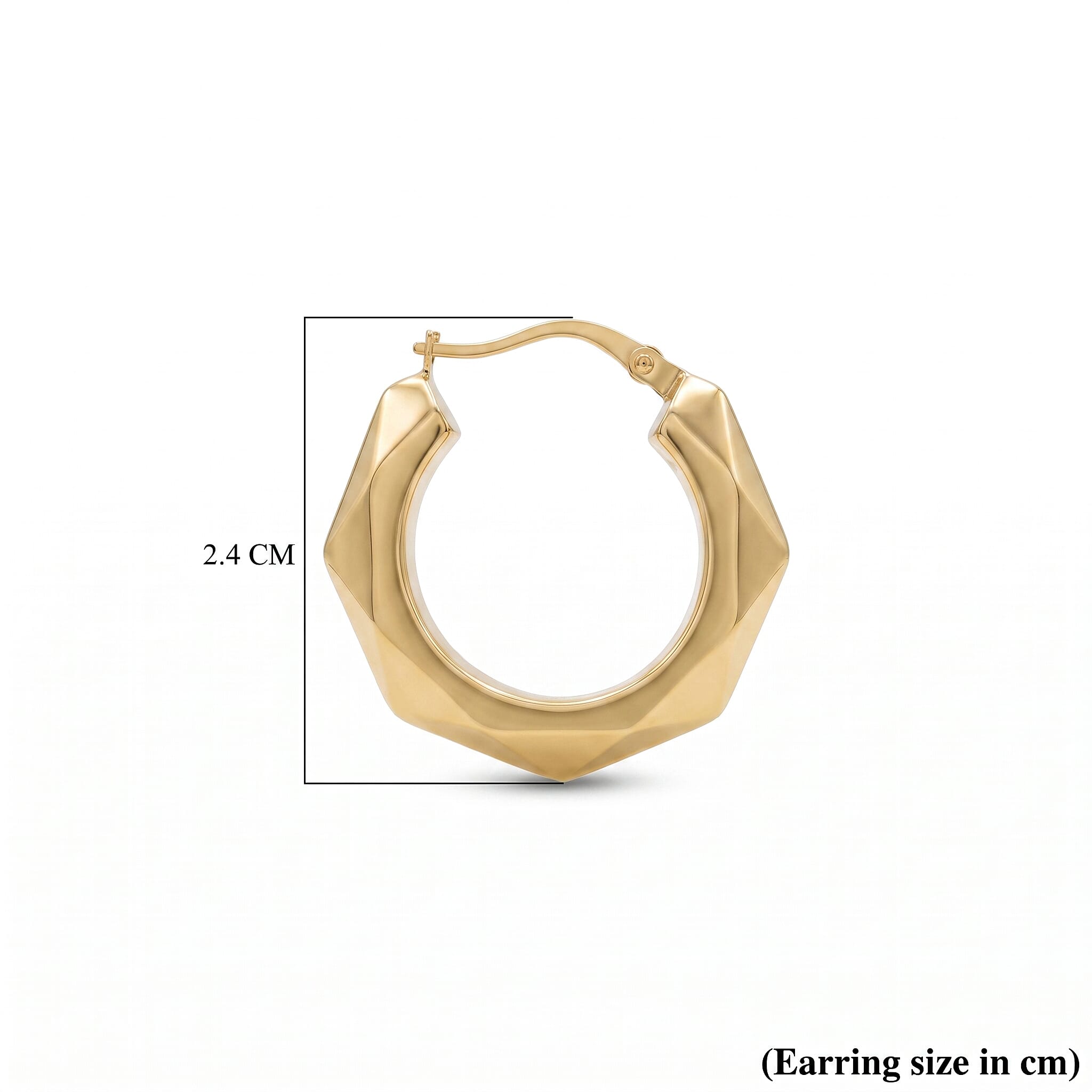 9K Yellow Gold 24MM Patterned Creole Hoop Earrings 1.5 grams