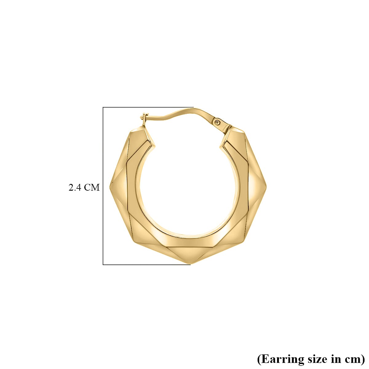 9K Yellow Gold 24MM Patterned Creole Hoop Earrings 1.5 grams