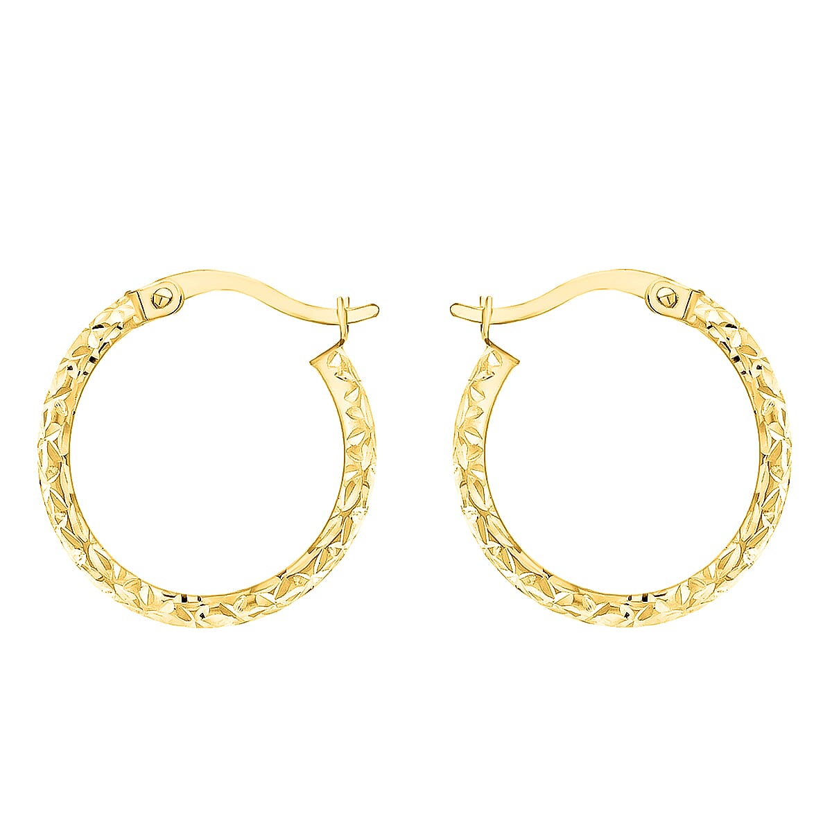 9K Yellow Gold 18MM Diamond Cut Hoop Creole Hoop Earrings 1.2 grams