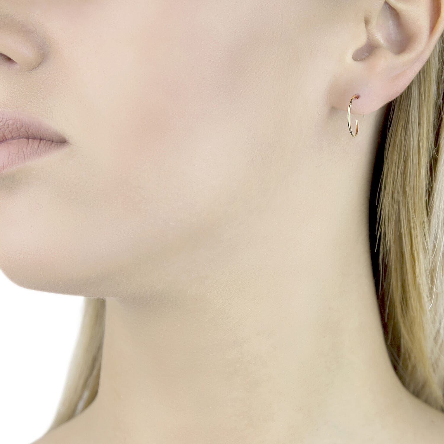 9K Yellow Gold 1MM Tube 18MM Sleeper Hoop Earrings 0.31 grams