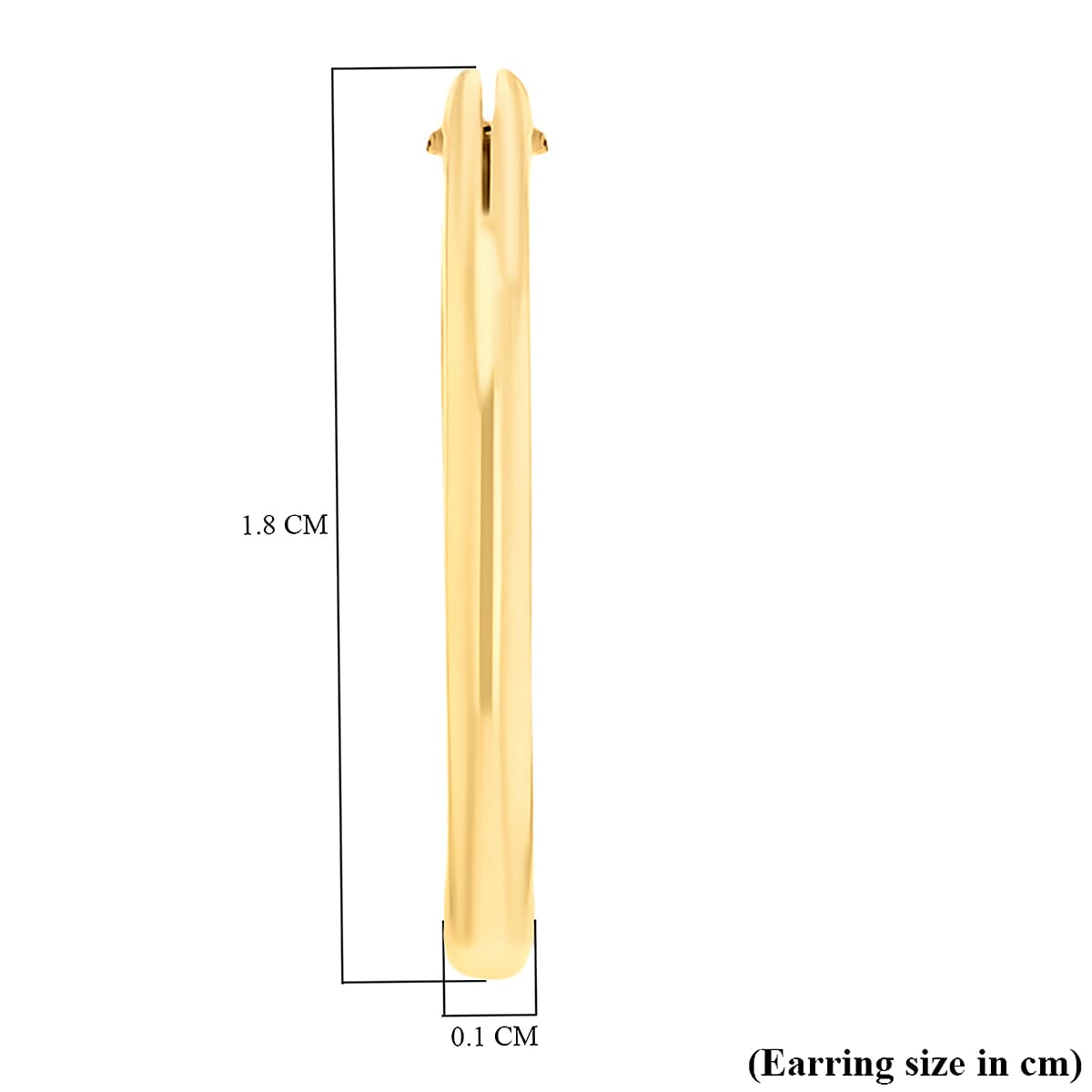 9K Yellow Gold 1MM Tube 18MM Sleeper Hoop Earrings 0.31 grams