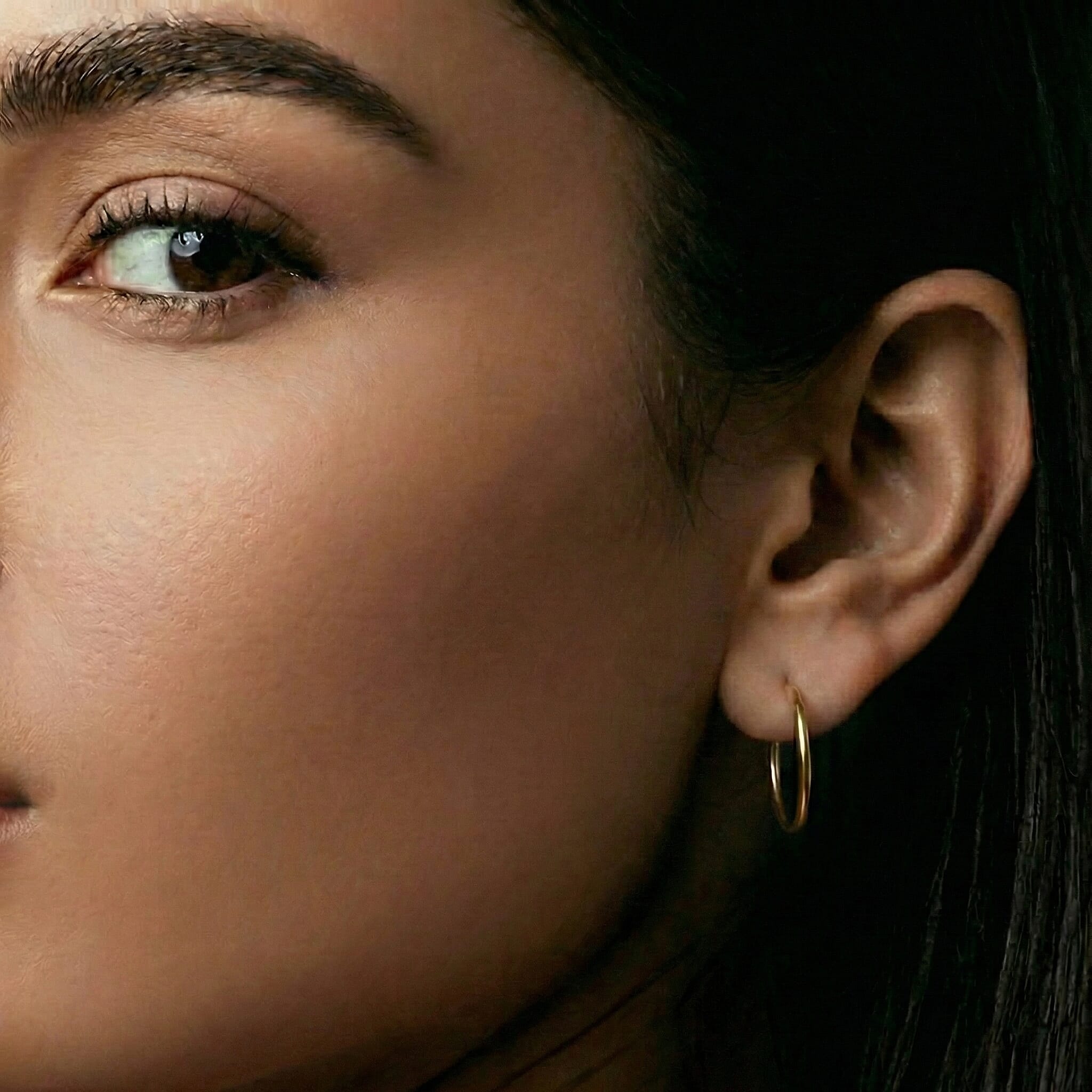 9K Yellow Gold 1.2MM Tube 13MM Sleeper Hoop Earrings 0.32 grams