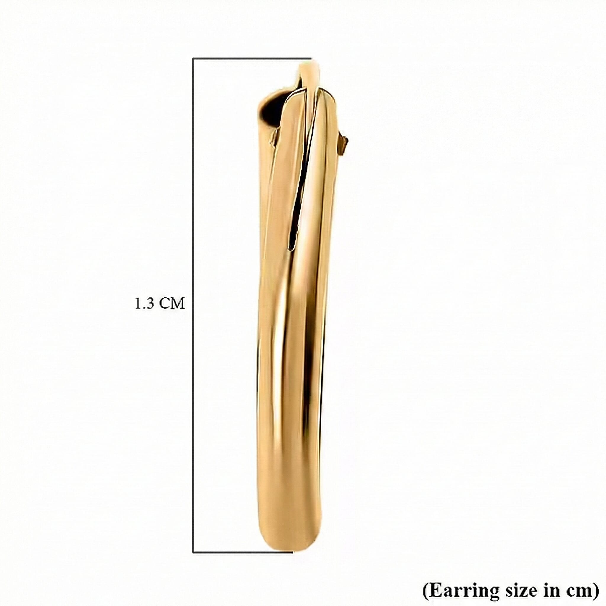 9K Yellow Gold 1.2MM Tube 13MM Sleeper Hoop Earrings 0.32 grams