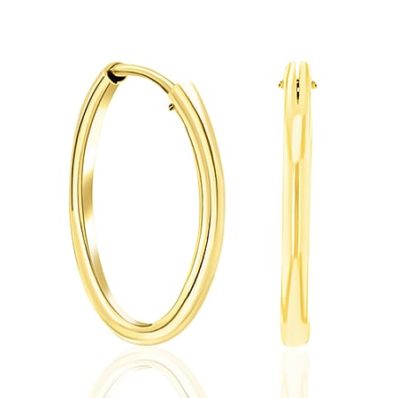 9K Yellow Gold 1.5MM Tube 15MM Sleeper Hoop Earrings 0.38 grams