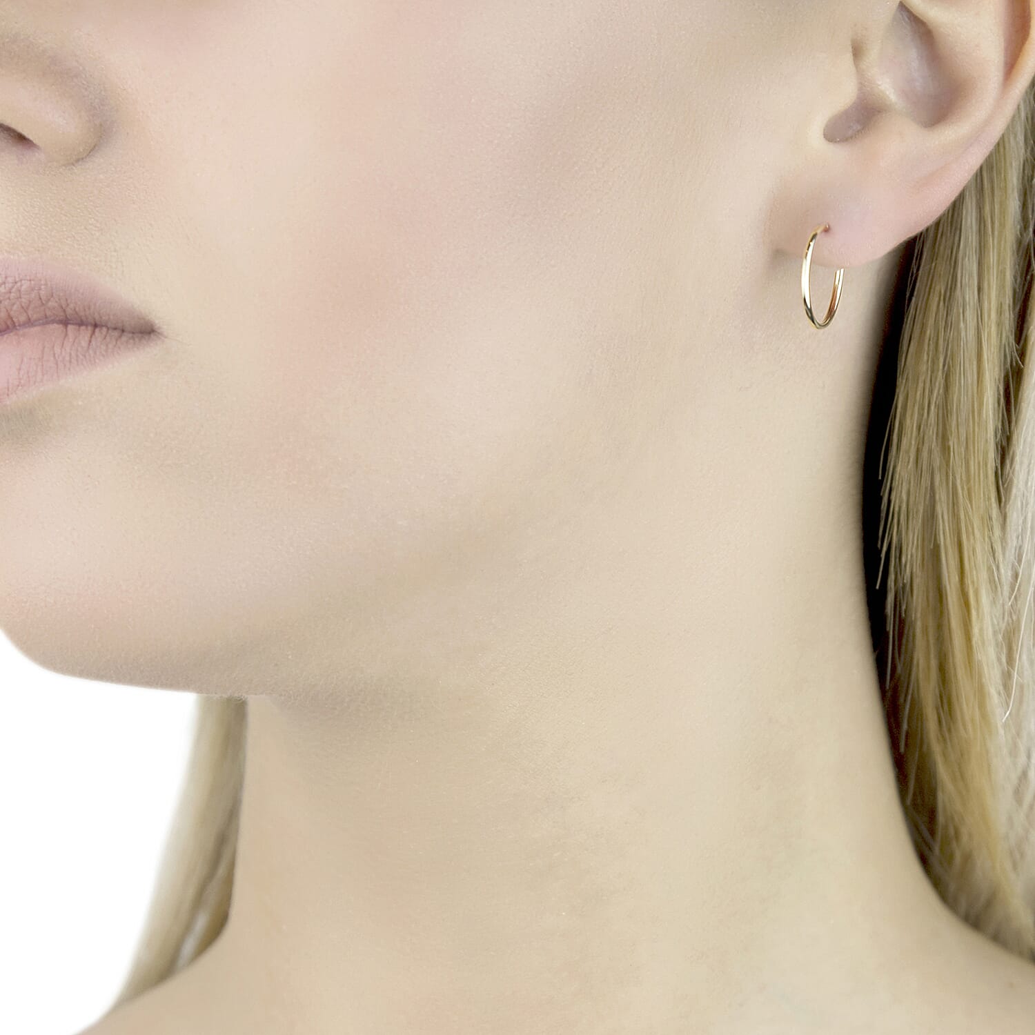 9K Yellow Gold 18MM Sleeper Hoop Earrings 0.45 grams