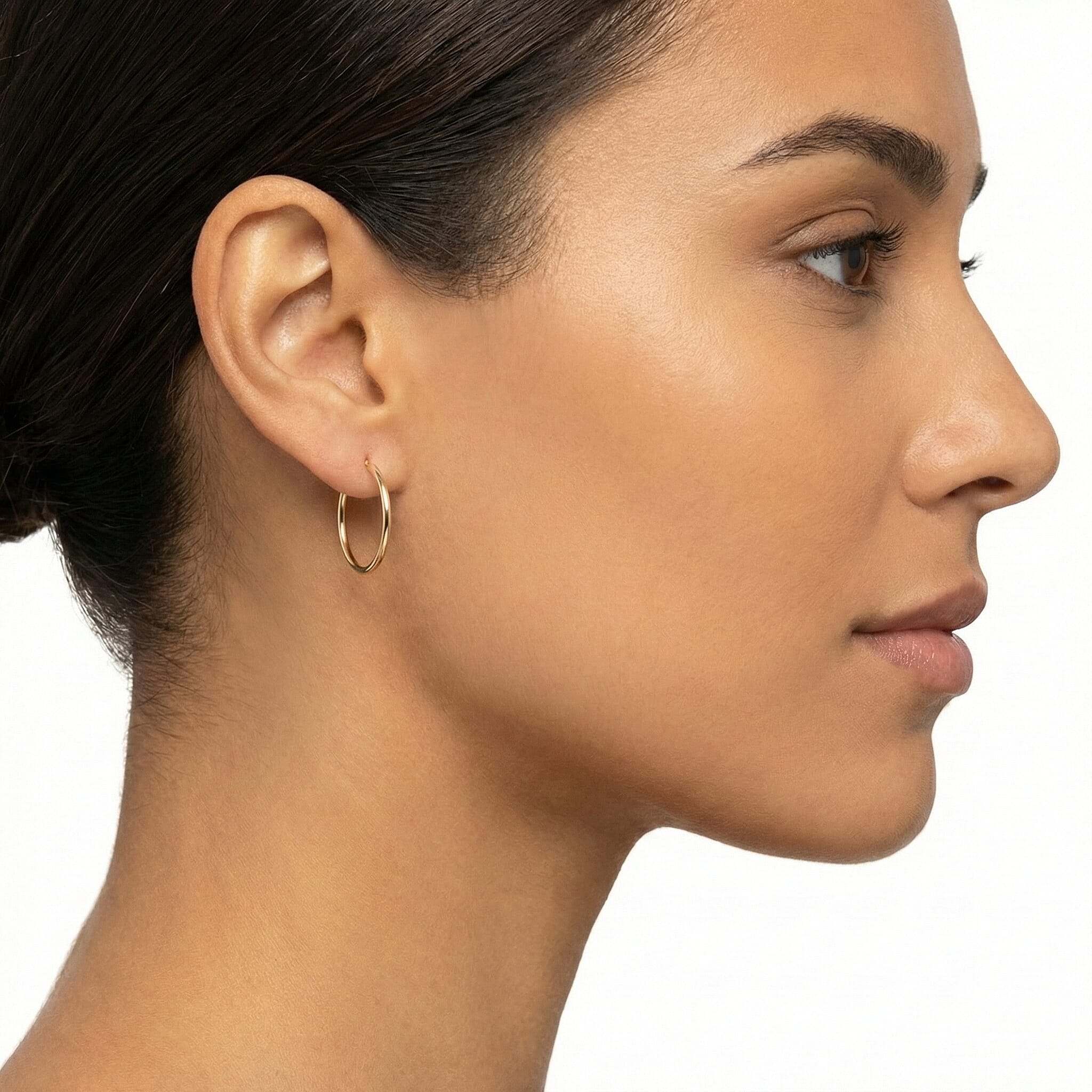 9K Yellow Gold 18MM Diamond Cut Sleeper Hoop Earrings