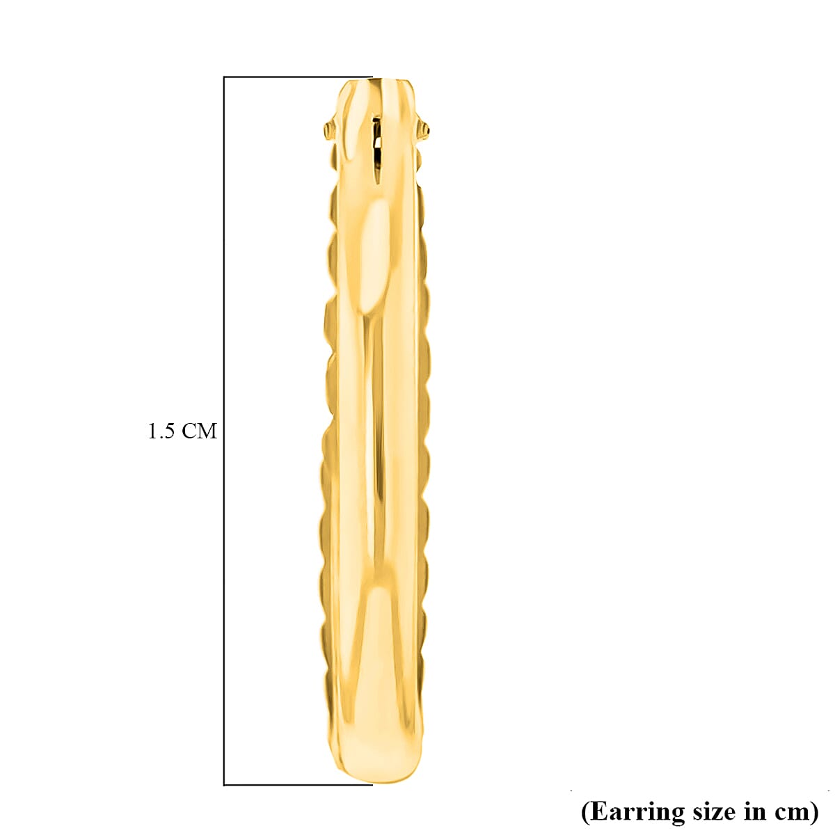 9K Yellow Gold 18MM Diamond Cut Sleeper Hoop Earrings