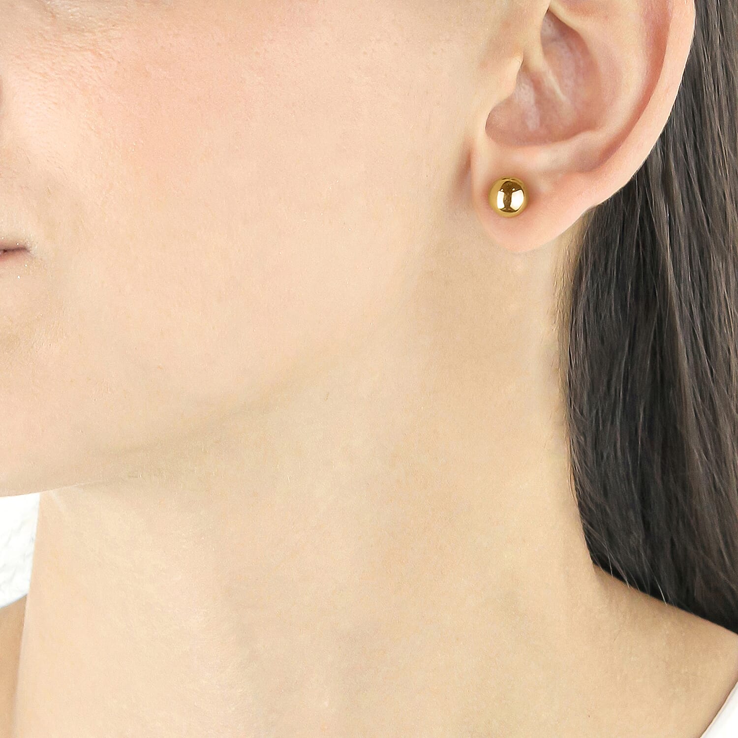 9K Yellow Gold 8MM Half Ball Supreme Finish Stud Earrings 0.49 grams