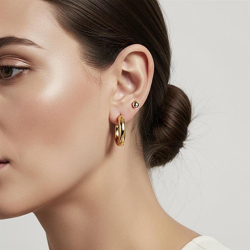 9K Yellow Gold 8MM Half Ball Supreme Finish Stud Earrings 0.49 grams