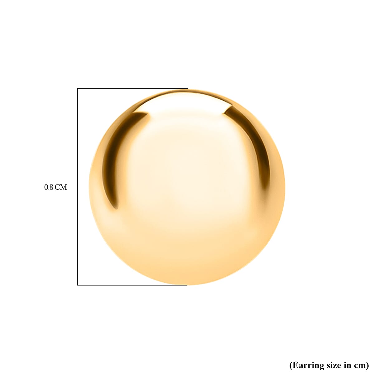 9K Yellow Gold 8MM Half Ball Supreme Finish Stud Earrings 0.49 grams