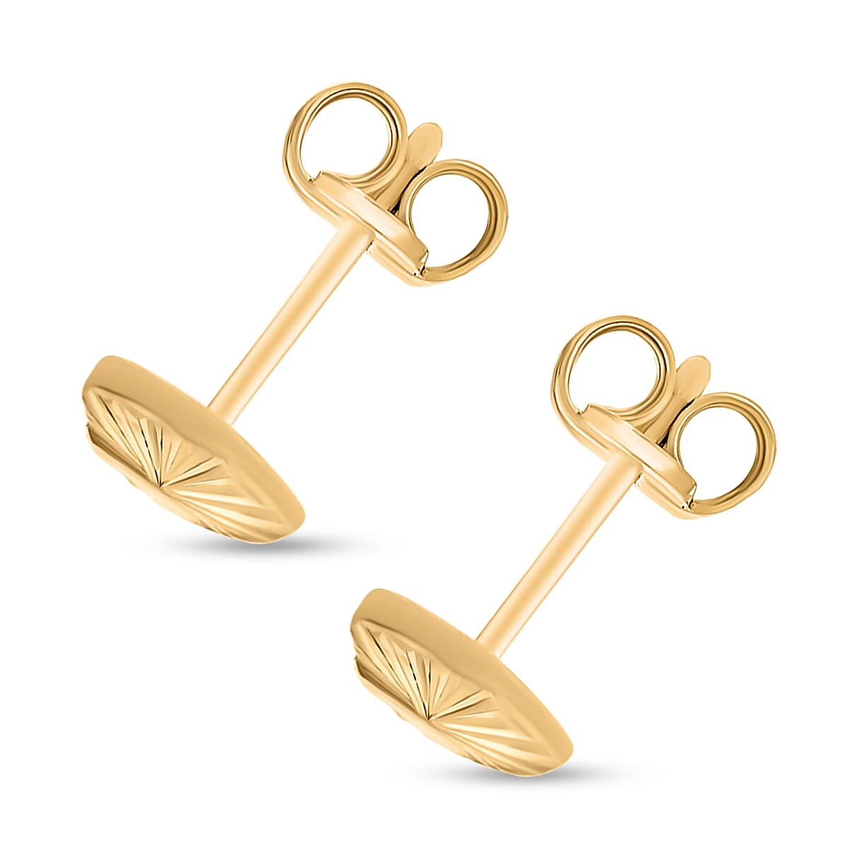 9K Yellow Gold 6MM X 6MM Diamond Cut Heart Stud Earrings 0.48 grams